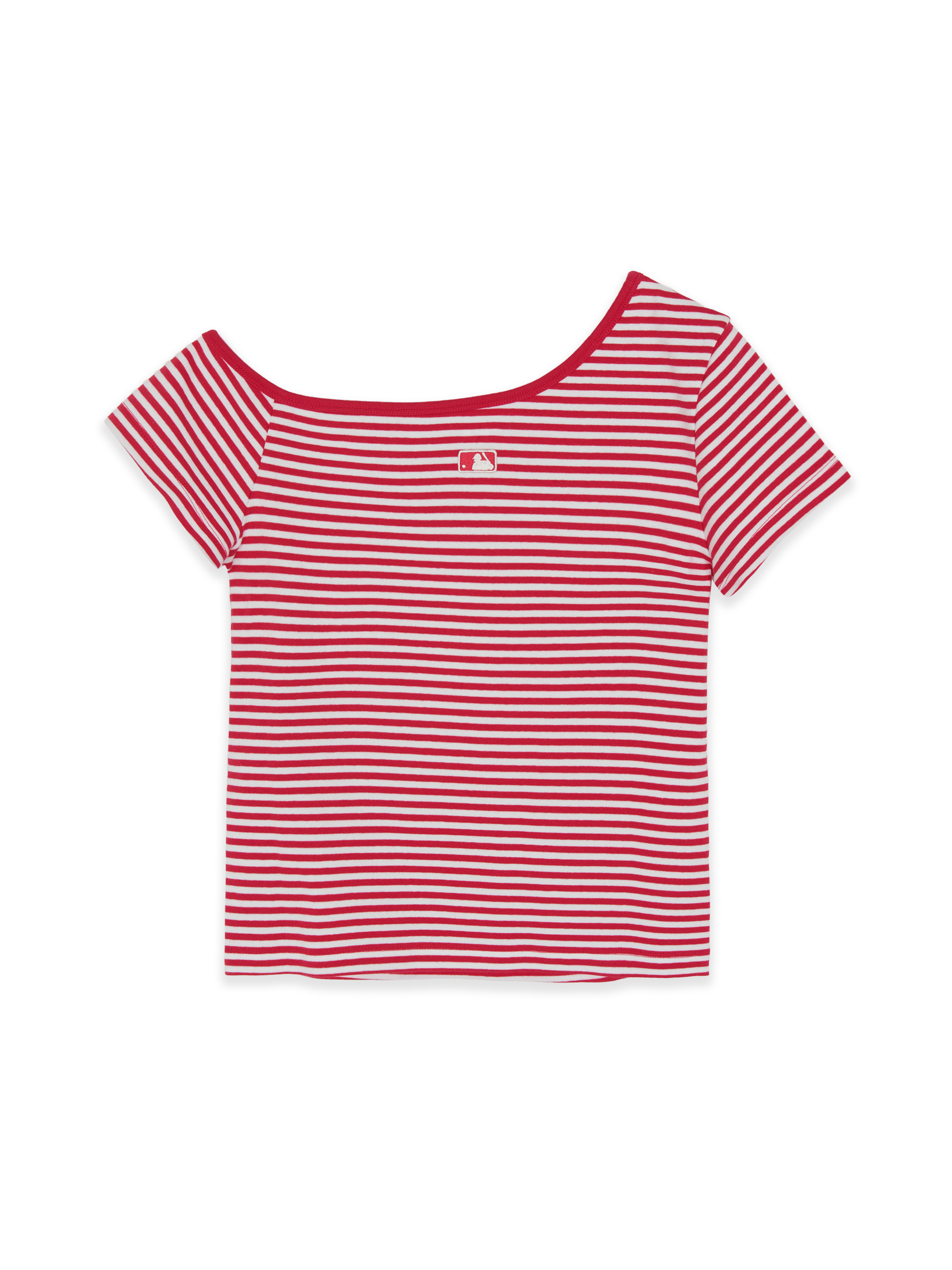 Women's Varsity Stripe Off Shoulder Slim Semi Crop T-Shirts