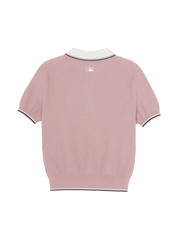 Women's Varsity Color Block Polo Short Sleeve Knit Pullover