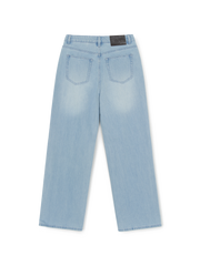 Women's Basic Small Logo Summer Tencel Wide Denim Pants