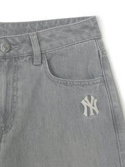 Women's Basic Small Logo Summer Tencel Wide Denim Pants