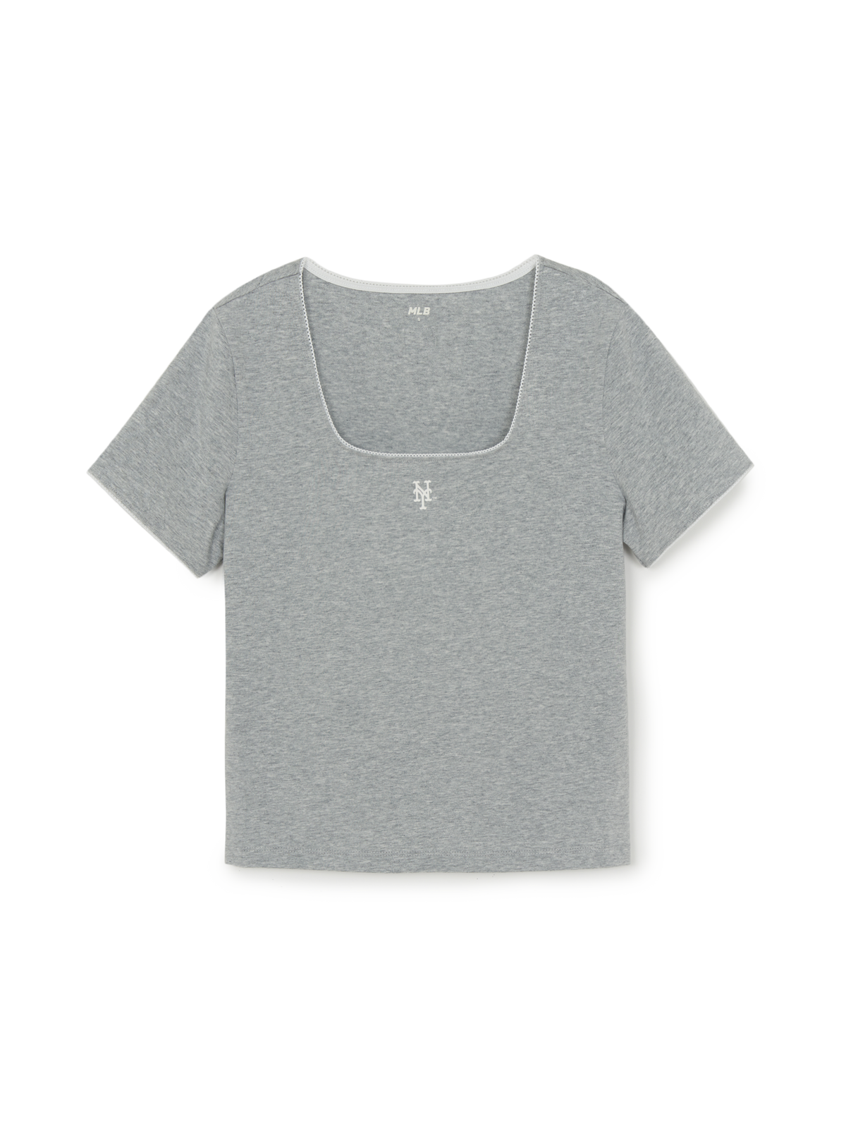 Women's Basic Lace Square Neck Slim Semi Crop T-shirts