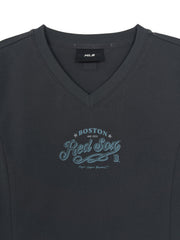 Women's V-neck Letter Crop T-shirts