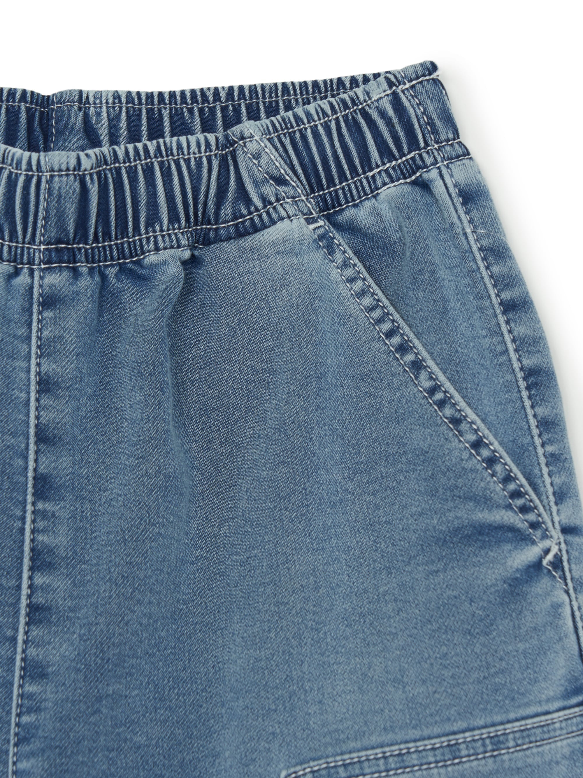 BASIC JERSEY DENIM DOUBLE KNEE SHORTS
