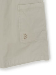 Washed Cotton Pin-Tuck Cargo Bermuda Shorts