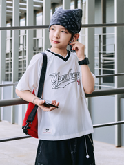 Sportive Varsity Woven Mesh Blocking T-shirt