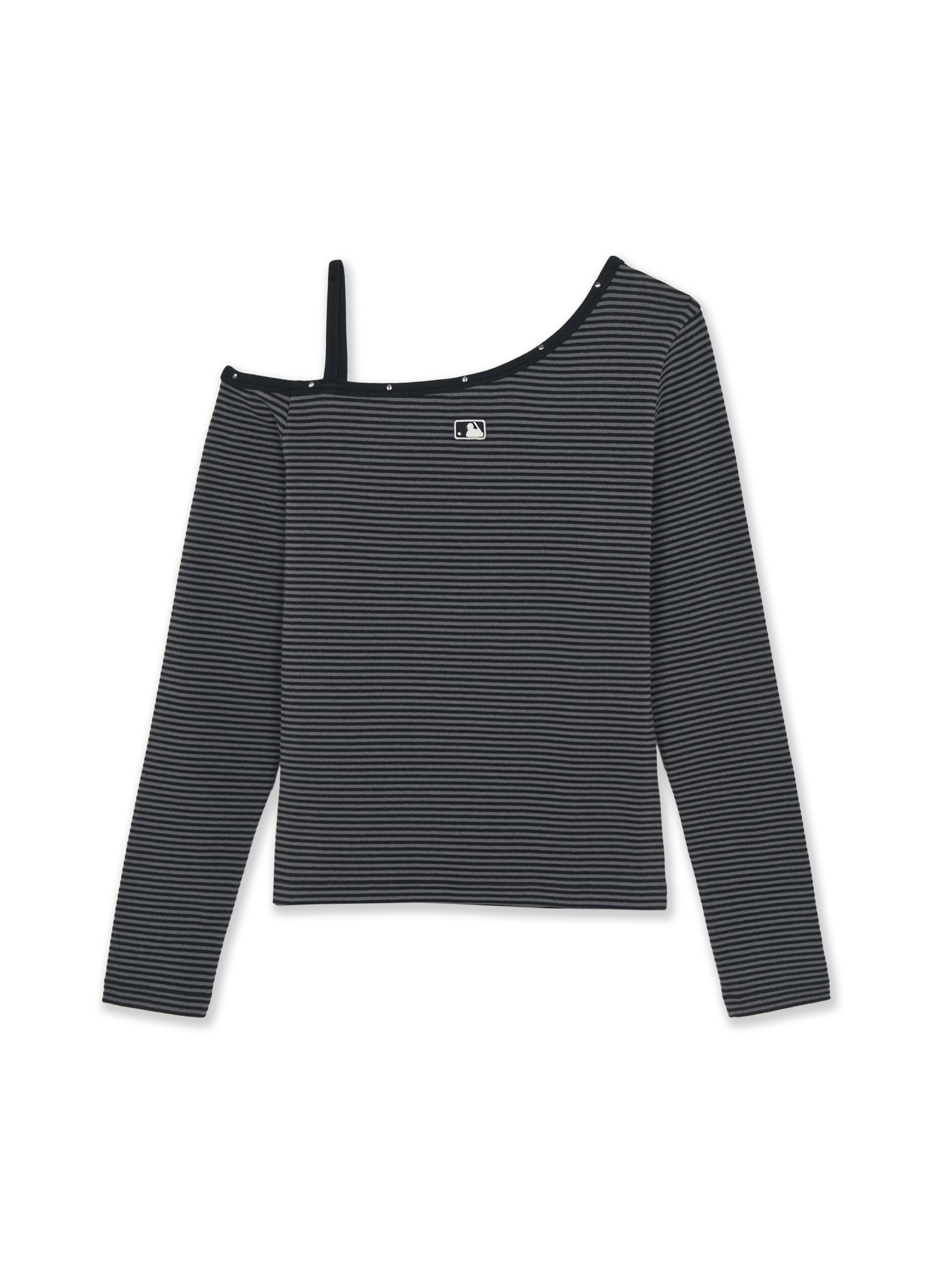 Women's Stripe Stud Point Off Shoulder Long Sleeve T-shirts