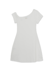 Women's Basic Off Shoulder Shirring Ribbed Dress