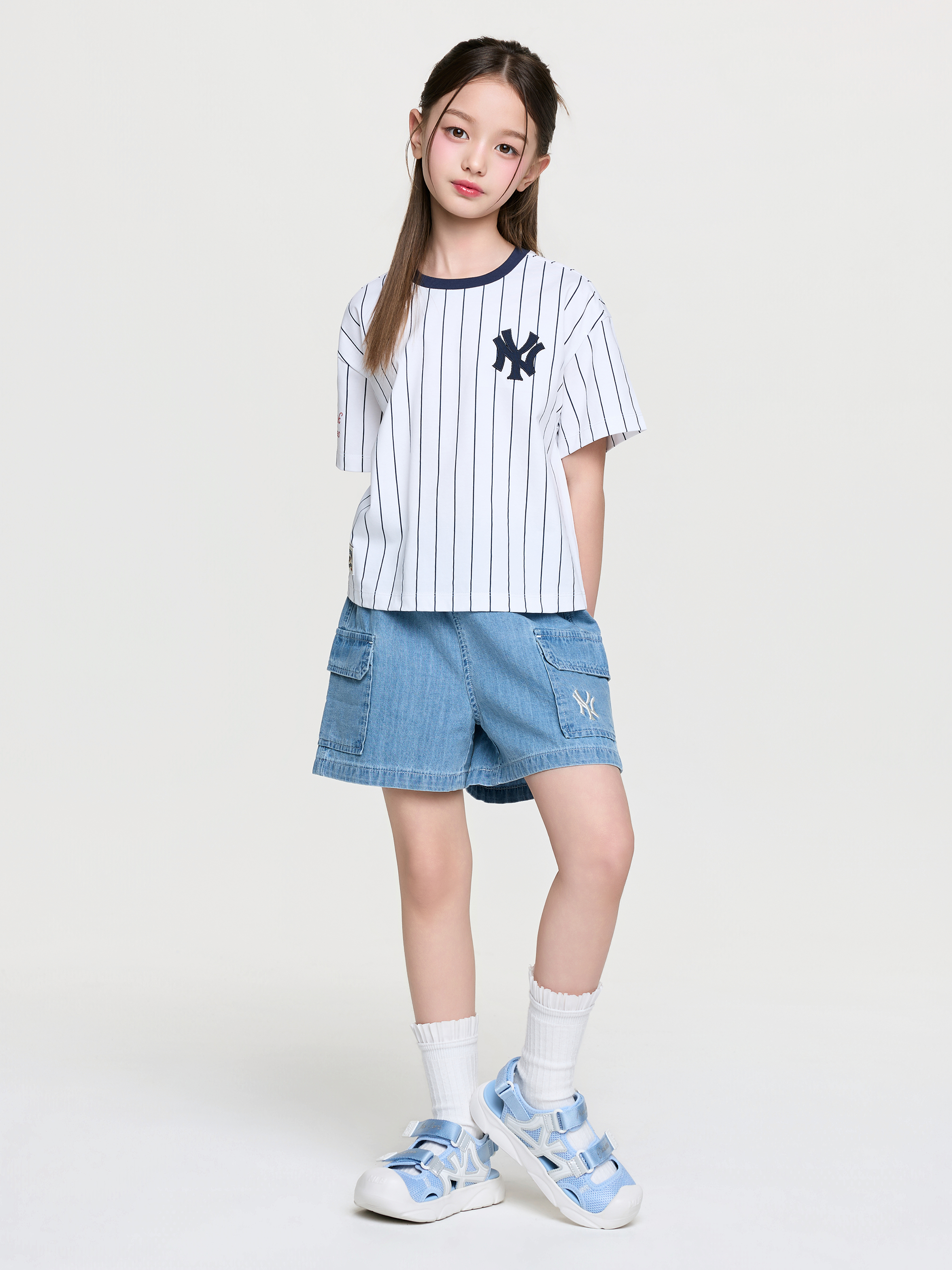 STREET BASIC STRIPED DENIM T-shirt SET(Girl's)