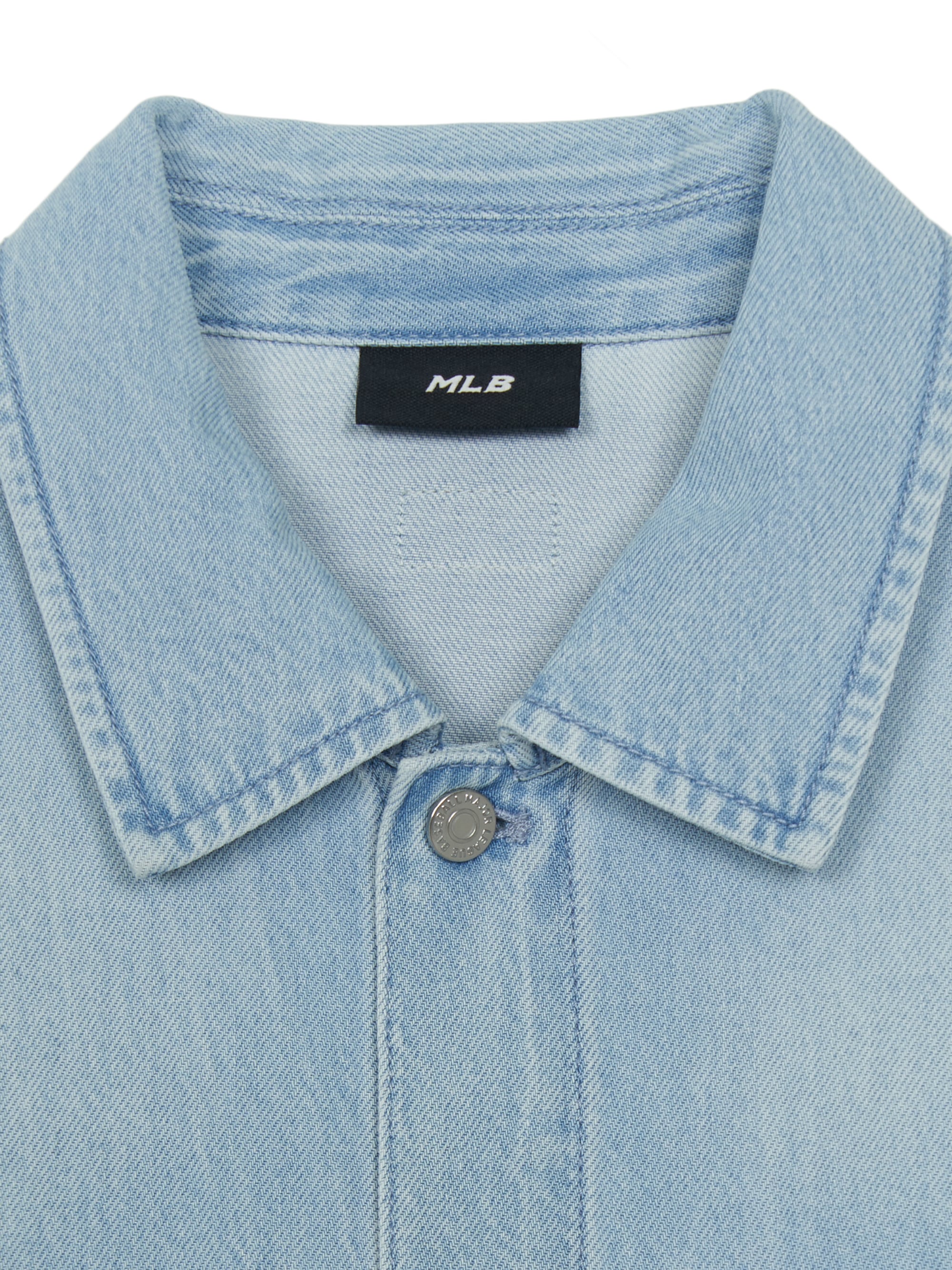 Basic Small Logo Summer Tencel Short Sleeve Denim Shirt
