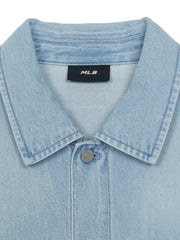 Basic Small Logo Summer Tencel Short Sleeve Denim Shirt