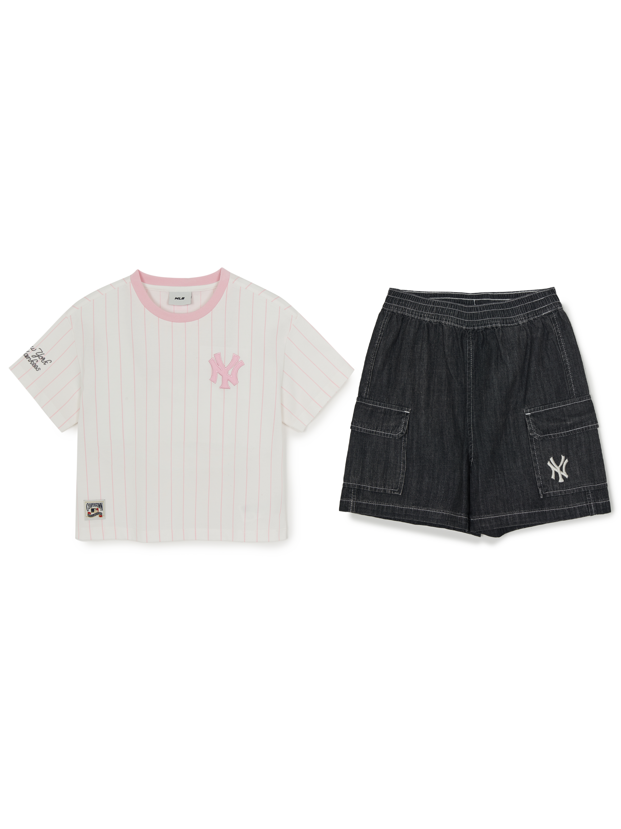 Street Basic Striped Denim T-shirt Set (Girl's)