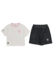 Street Basic Striped Denim T-shirt Set (Girl's)