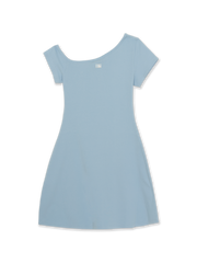 Women's Basic Off Shoulder Shirring Ribbed Dress