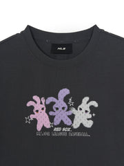 Women's Small Bunny Graphic Slim Semi Crop T-Shirts