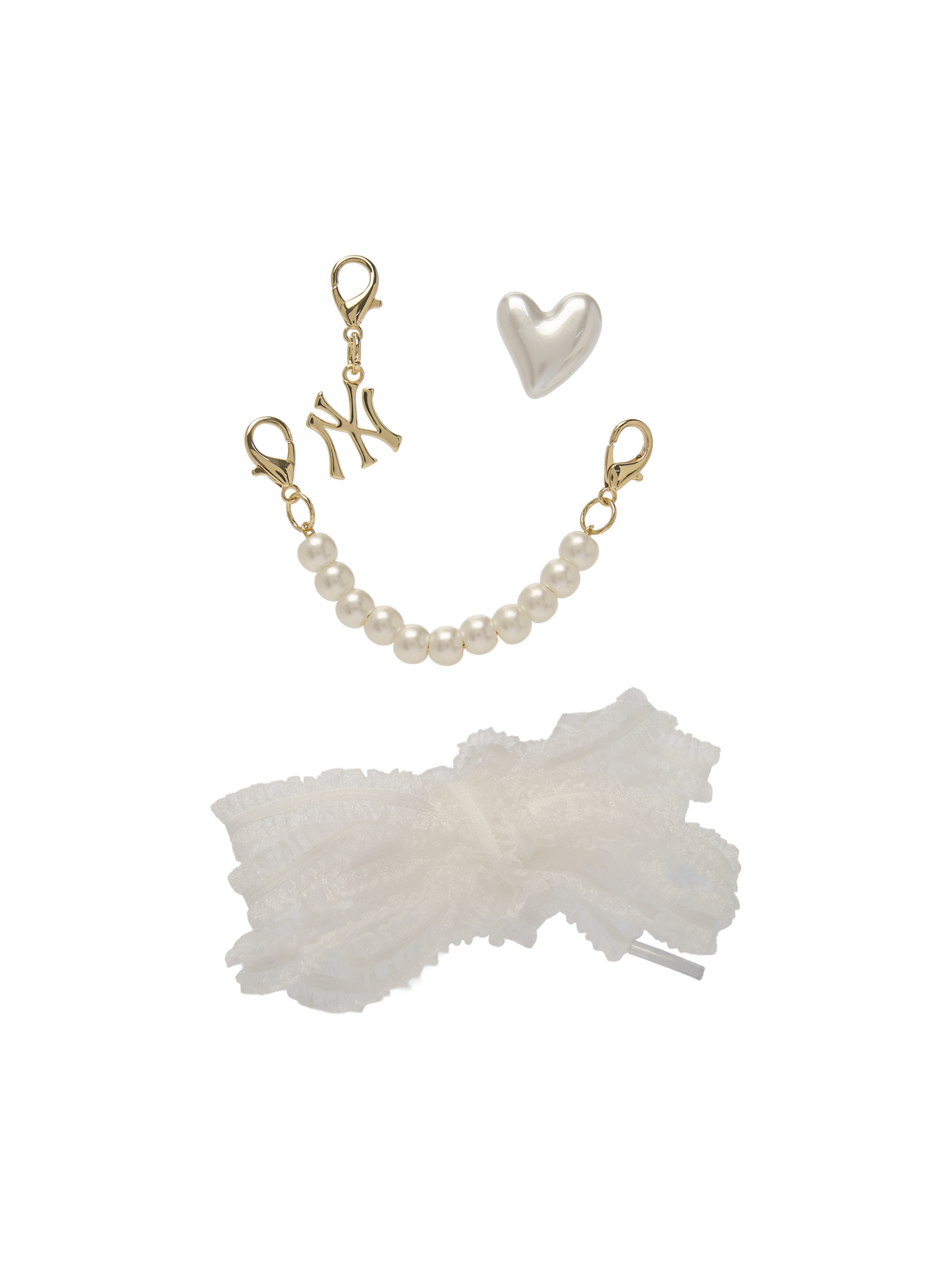 TEAM LOGO HEART PEARL SHOELACE SET