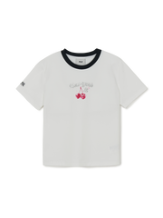 Women's Summer Fruits Lifestyle Slim Semi Crop Ringer T-shirts