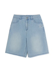 Women's Basic Small Logo Summer Tencel 9in Denim Shorts