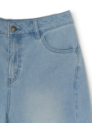 Women's Basic Small Logo 9in Curved Denim Shorts