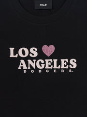 Women's Leopard Heart Lettering Slim Semi Crop T-Shirts