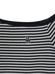 Women's Varsity Stripe Off Shoulder Slim Semi Crop T-Shirts