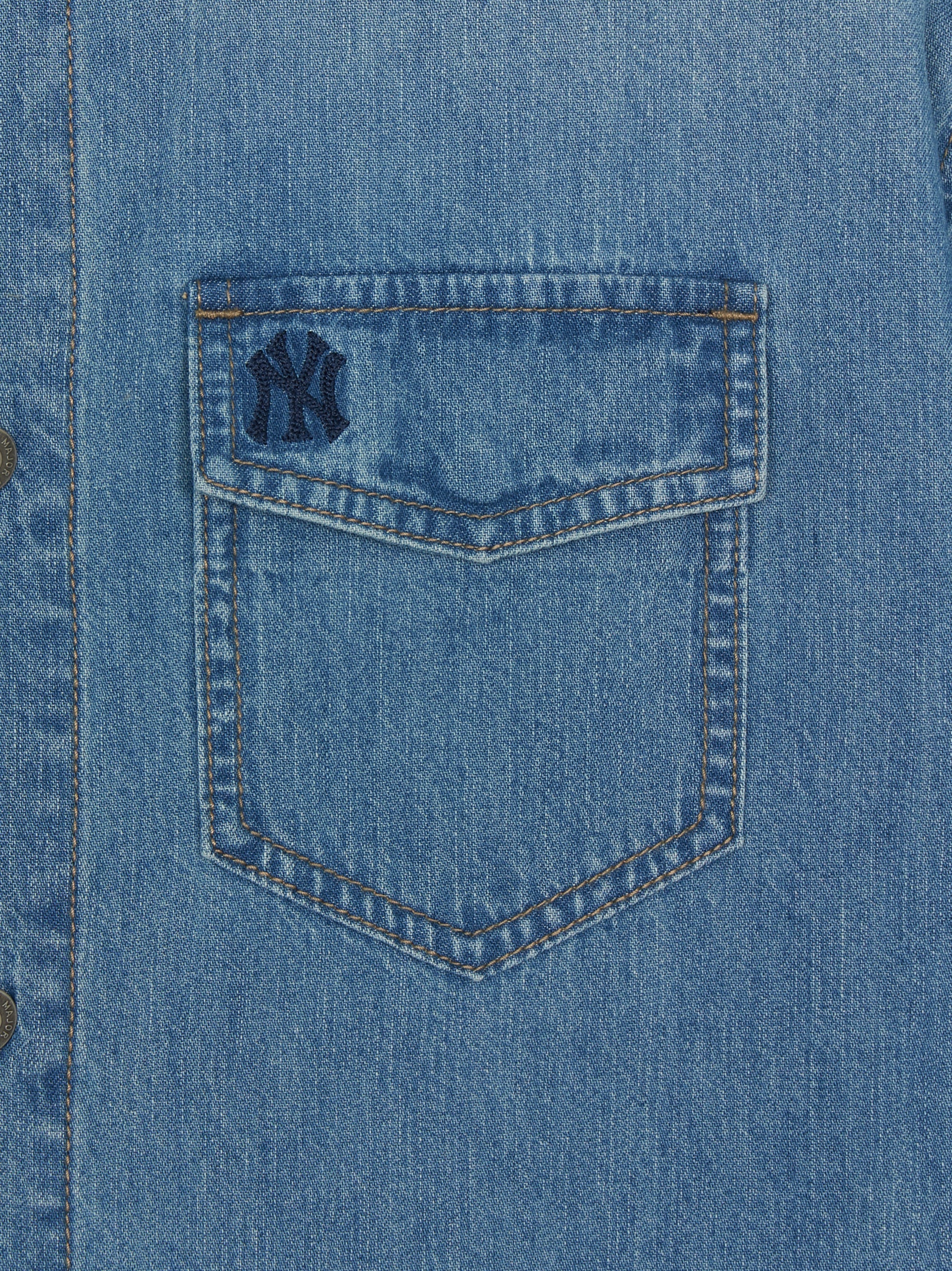 Varsity Vintage Slub Short Sleeve Denim Work Shirt