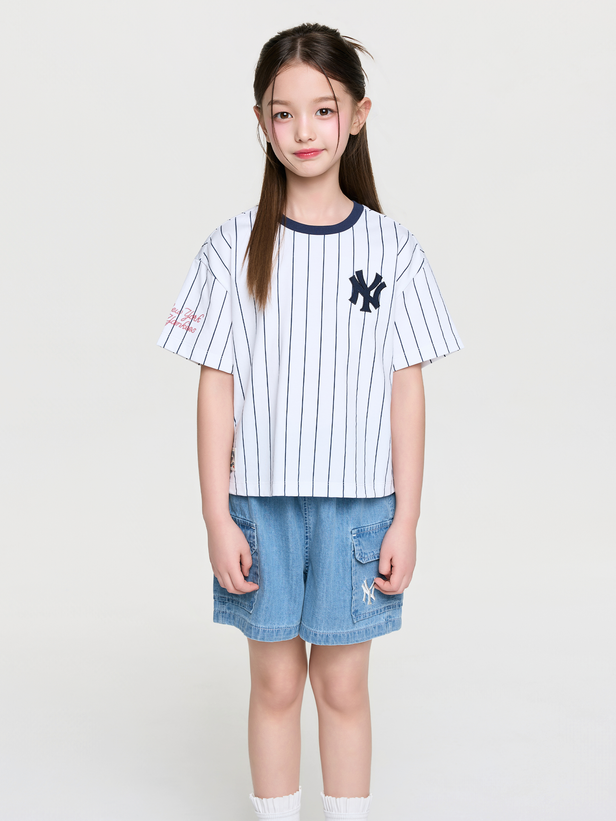 STREET BASIC STRIPED DENIM T-shirt SET(Girl's)