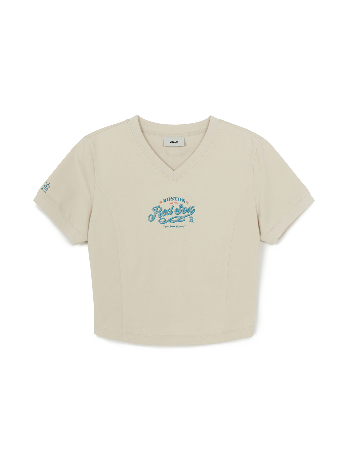 Women's V-neck Letter Crop T-shirts