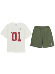 Sportive Varsity Number Artwork T-shirt Set