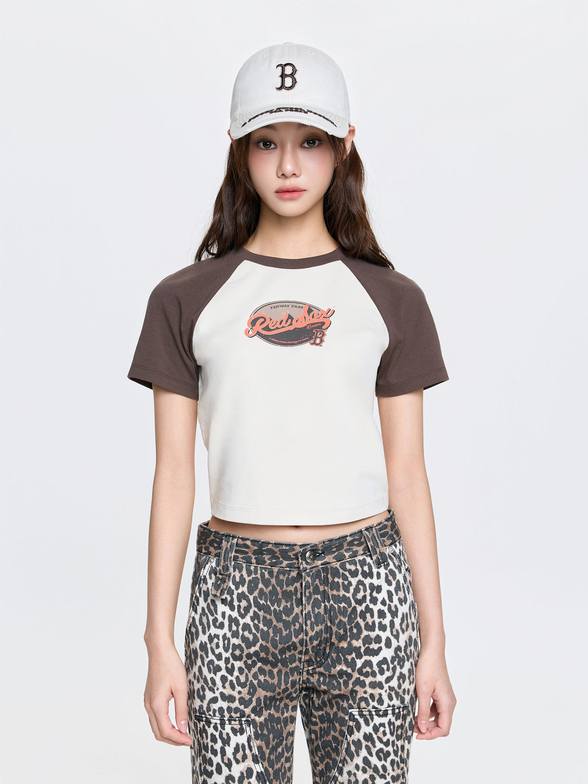 Women's Vintage Color Block Crop T-Shirts