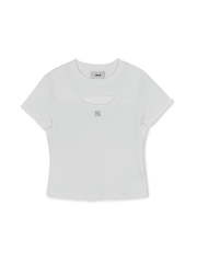 Women's Cut Out Detail Slim Semi Crop T-Shirts