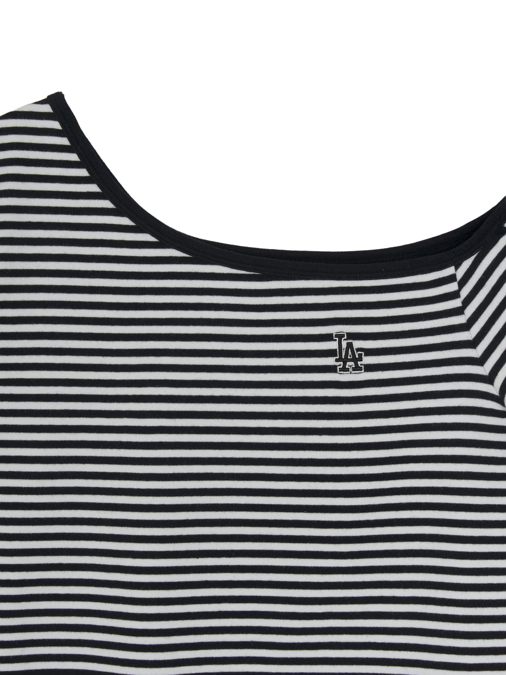 Women's Varsity Stripe Off Shoulder Slim Semi Crop T-Shirts