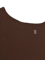 Women's Basic Off Shoulder Shirring Ribbed Dress