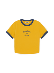 Women's Sportive Cursive Ringer Crop T-shirts