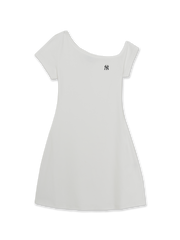 Women's Basic Off Shoulder Shirring Ribbed Dress