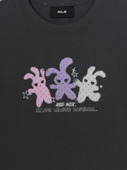 Women's Small Bunny Graphic Slim Semi Crop T-Shirts