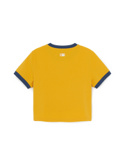Women's Sportive Cursive Ringer Crop T-shirts