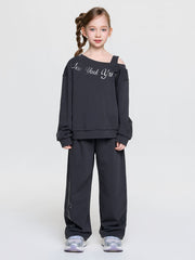 Street Girl's Lettering Layered Sweatshirt Set