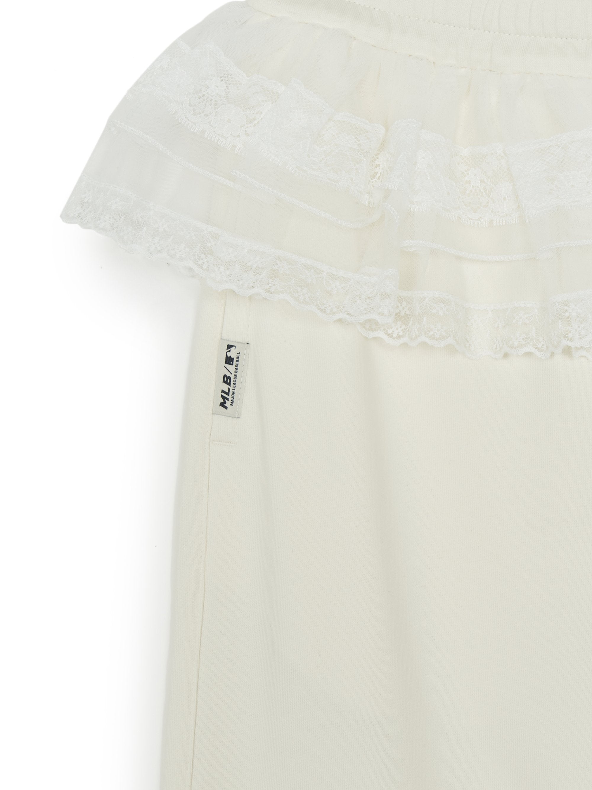Women's Basic Lace Ruffle Semi Wide Pants
