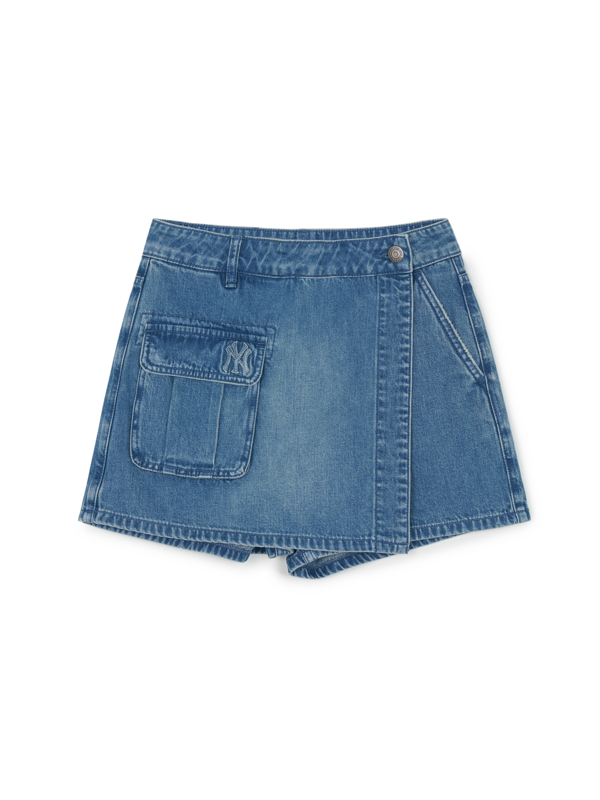 Women's Basic Small Logo Cargo Denim Wrap Skirt
