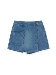 Women's Basic Small Logo Cargo Denim Wrap Skirt