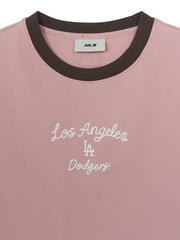 Women's Sportive Cursive Ringer Crop T-shirts