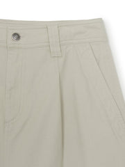 Washed Cotton Pin-Tuck Cargo Bermuda Shorts