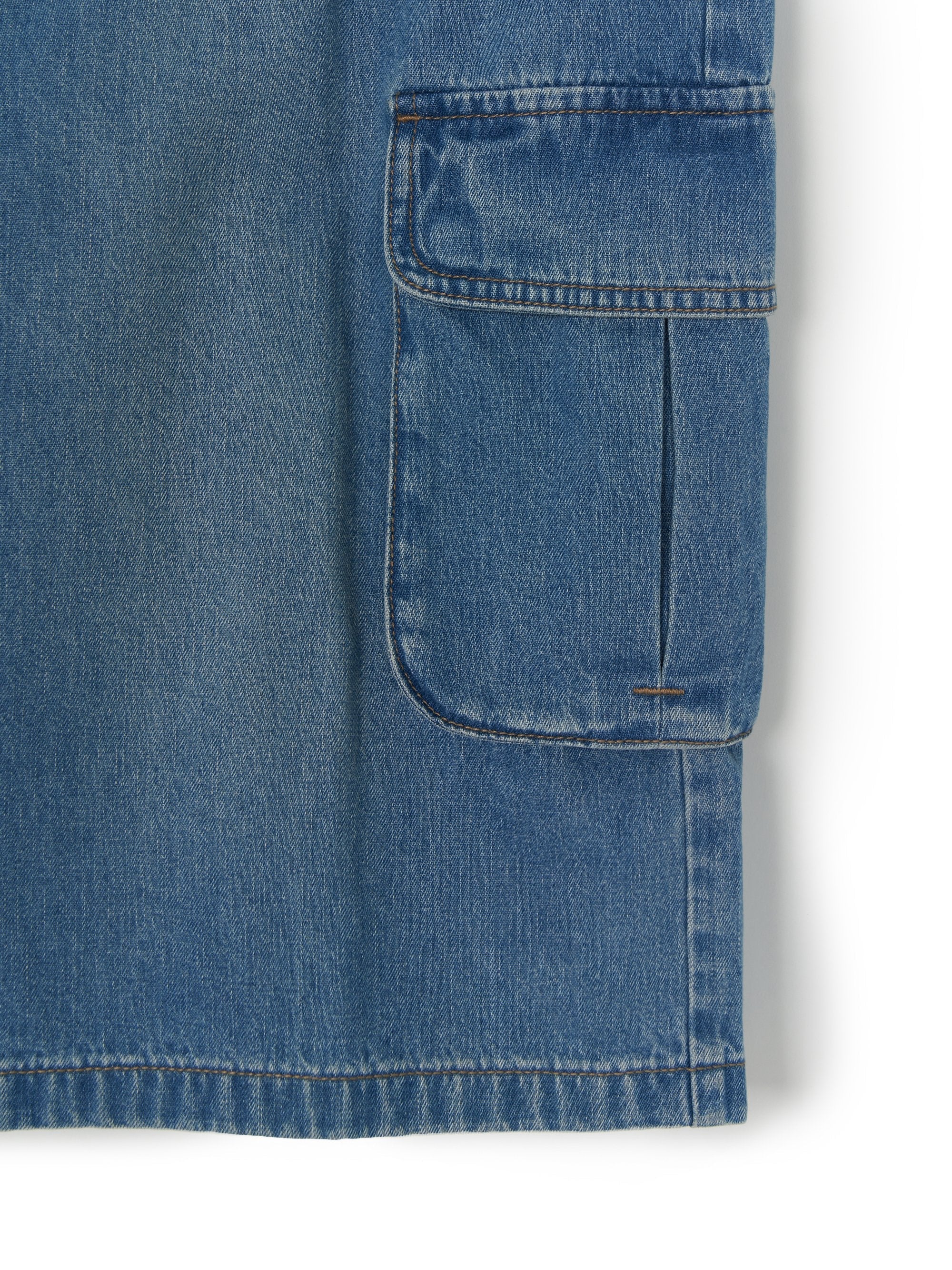 Men's Varsity Vintage Slub Cargo Denim Bermuda Pants