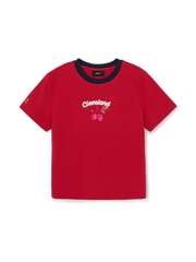 Women's Summer Fruits Lifestyle Slim Semi Crop Ringer T-Shirts