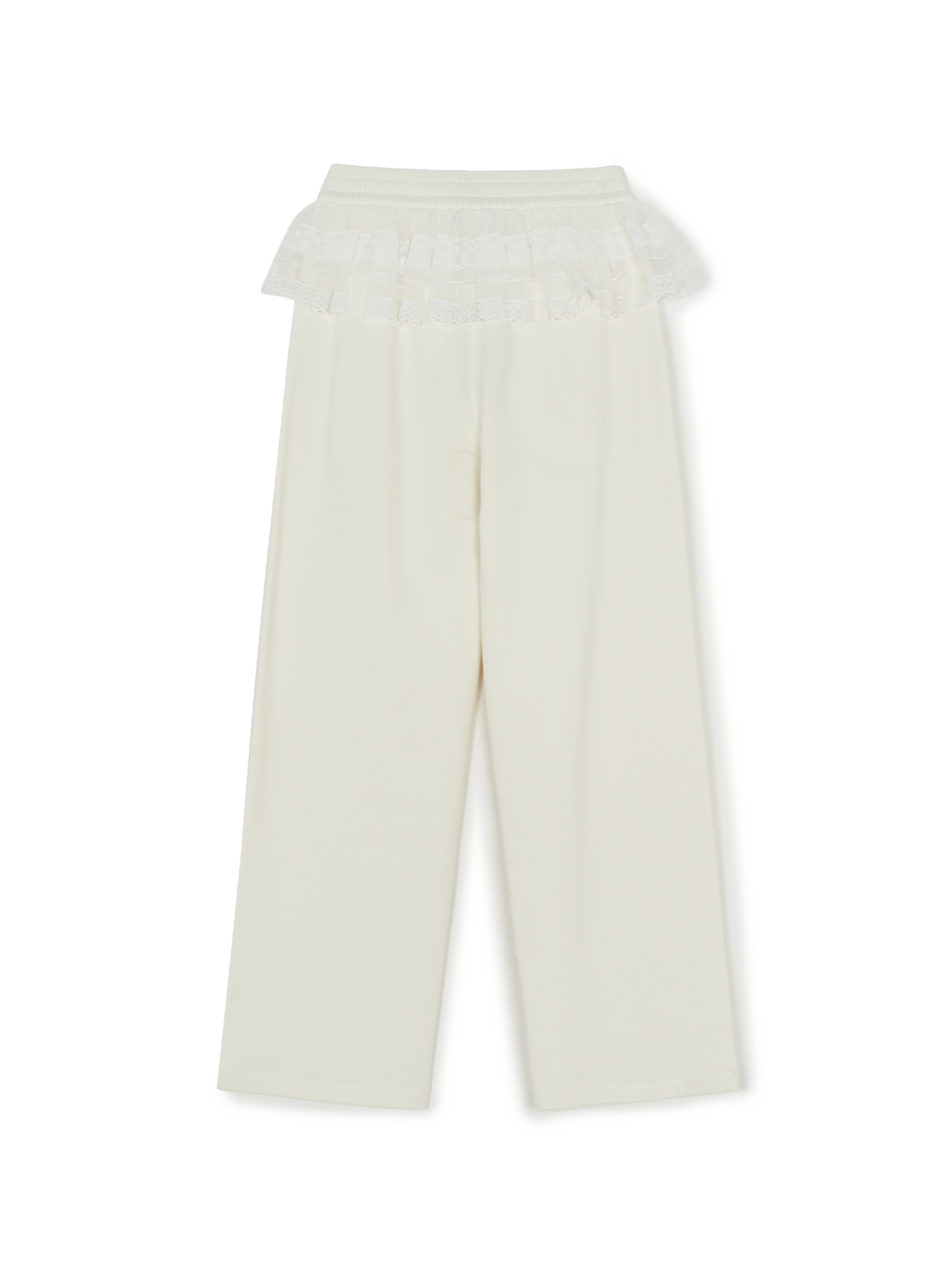Women's Basic Lace Ruffle Semi Wide Pants