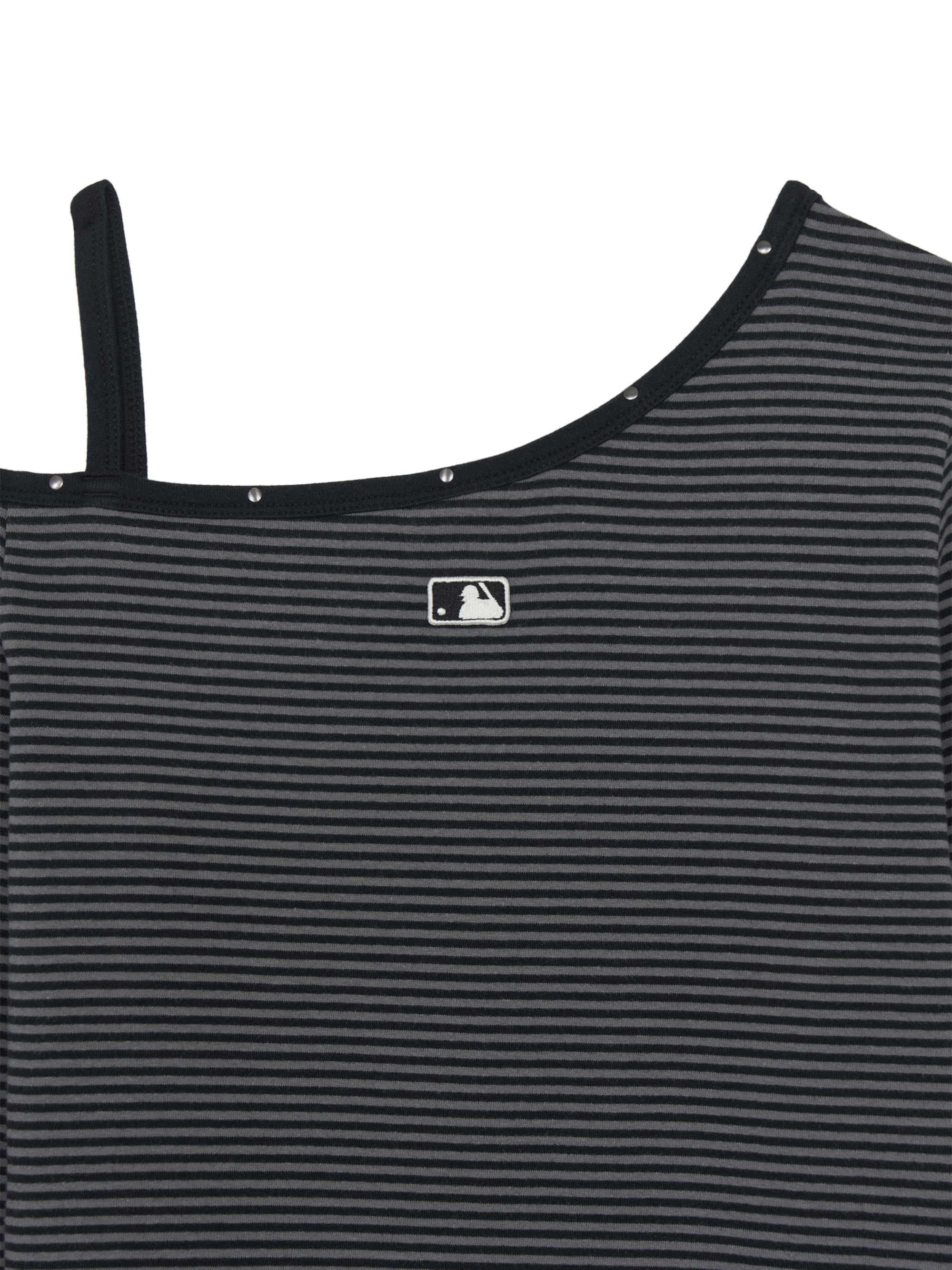 Women's Stripe Stud Point Off Shoulder Long Sleeve T-shirts