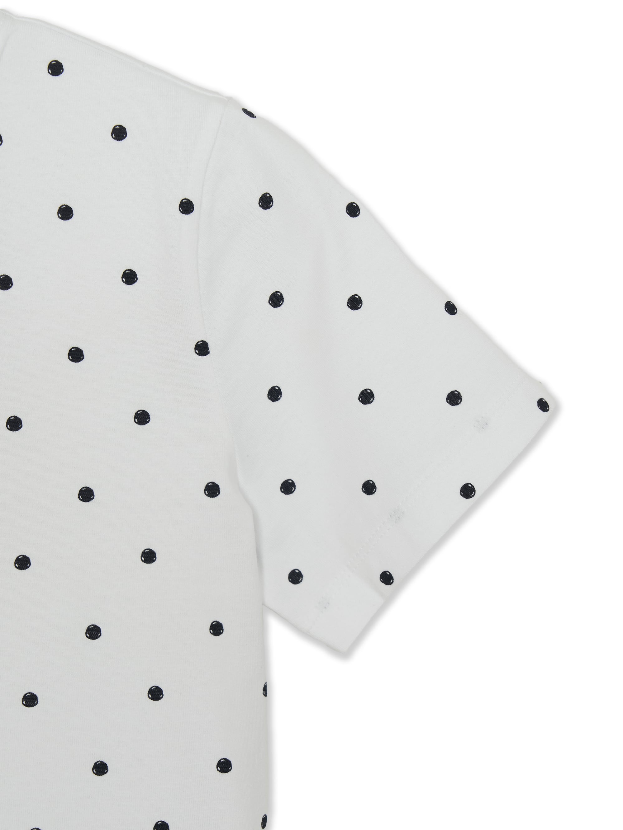 Women's Dots Pattern Lettering Slim Semi Crop T-shirts