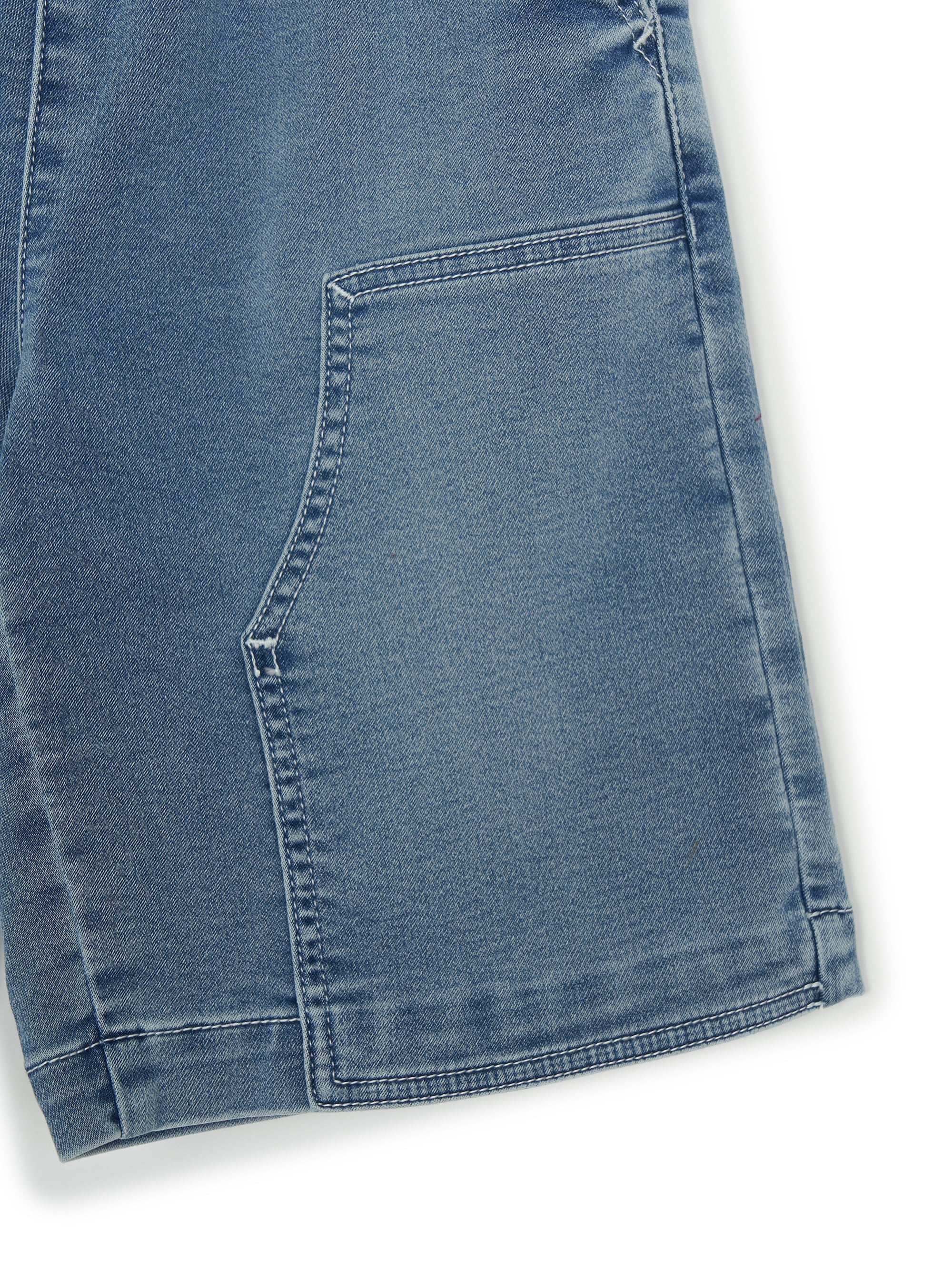 BASIC JERSEY DENIM DOUBLE KNEE SHORTS