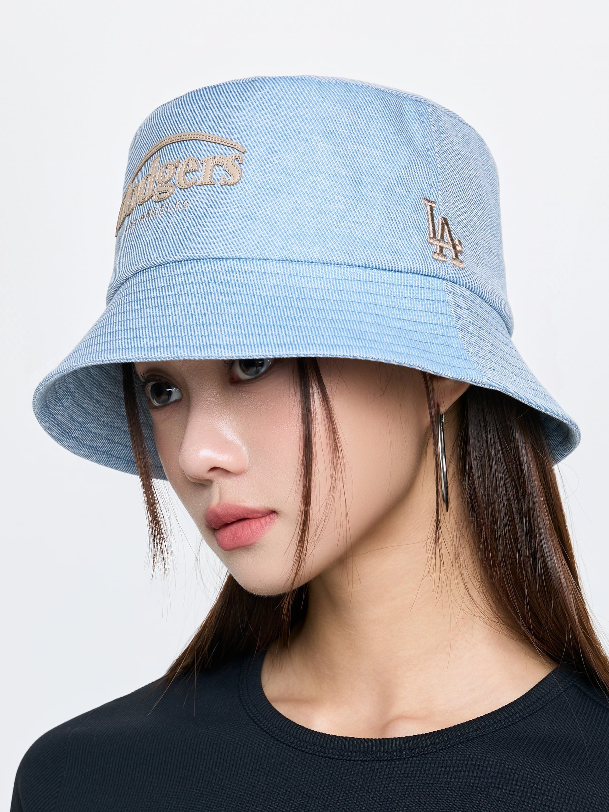 Vintage Denim Curve Logo Bucket Hat