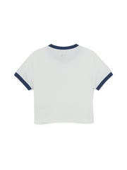 Women's Sportive Cursive Ringer Crop T-shirts